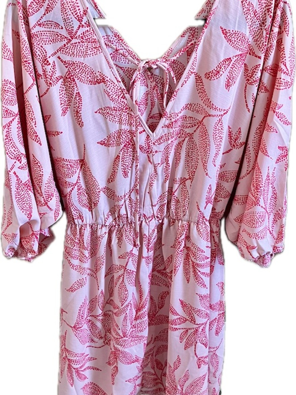 Boho Floral Pink V-Neck Mini Dress - Picture 3 of 8